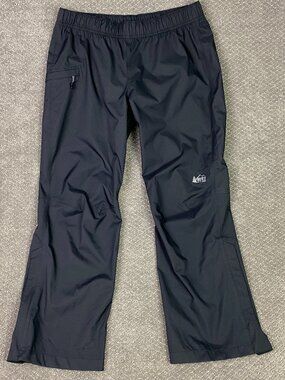 REI Co-op Rain Pants Womens Medium Petite Black Waterproof Ankle Zip Nylon MP